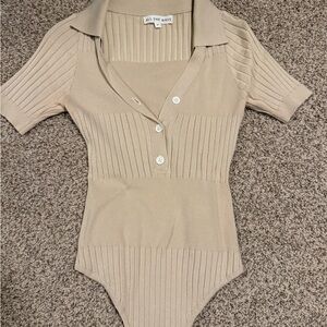 REVOLVE Beige Ribbed Bodysuit